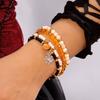 2Pcs/Set Halloween Pumpkin Spider Bracelets For Women Men Cute Cat Bat Ghost Couple Bangles Crystal Beads Bracelets Jewelry Gift