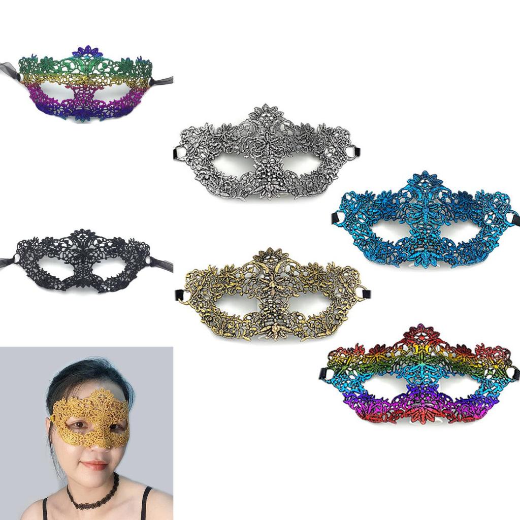 Lace Adult Costume Mask With Gold Silver Embroidery For Costume Party And Holiday Celebrations