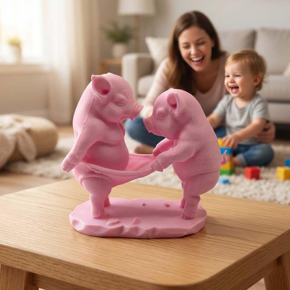 Decorations Cartoon Pig Figurine Creative Animal Pig Model Gifts 3D Printed Pig Toy Desktop Use