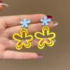 80s Hong Kong Style Red & Blue Clip-On Earrings for Non-Pierced Ears – High-End French Luxury Stud Hoops
