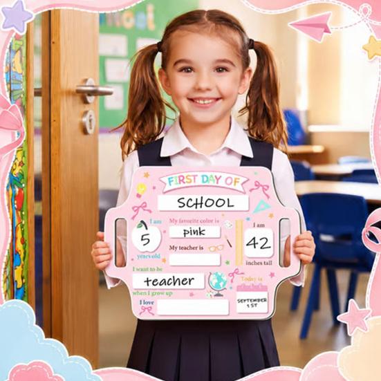 Kindermalbrett Einschulungsschild, Wiederverwendbares Holz-Kreidetafelschild für Kinder, Zurück zum Menü Dekorationen Zubehör Kindergarten Vorschule