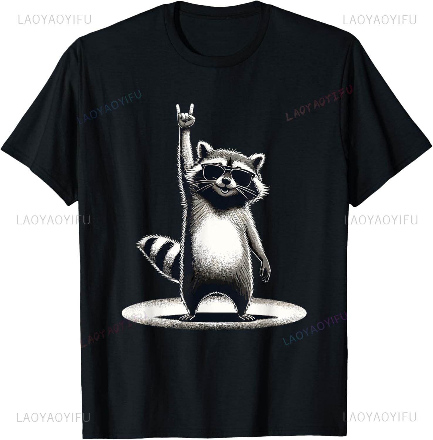 

Retro Raccoon Rock Music Gift Men Kids Women Funny Raccoon T-Shirt Custom Printed Graphic T Shirts Funny Shirt Camiseta S
