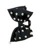 Vvv Satin Dot Double Ribbon Hair Clip _ Black