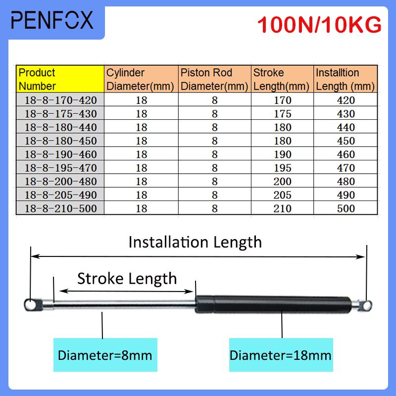 1 PC 420mm-500mm 100N/10KG Universal Strut Bars Shock Absorber Hydraulic Lift Support Strut Bar RV Bed Car Machine Furniture