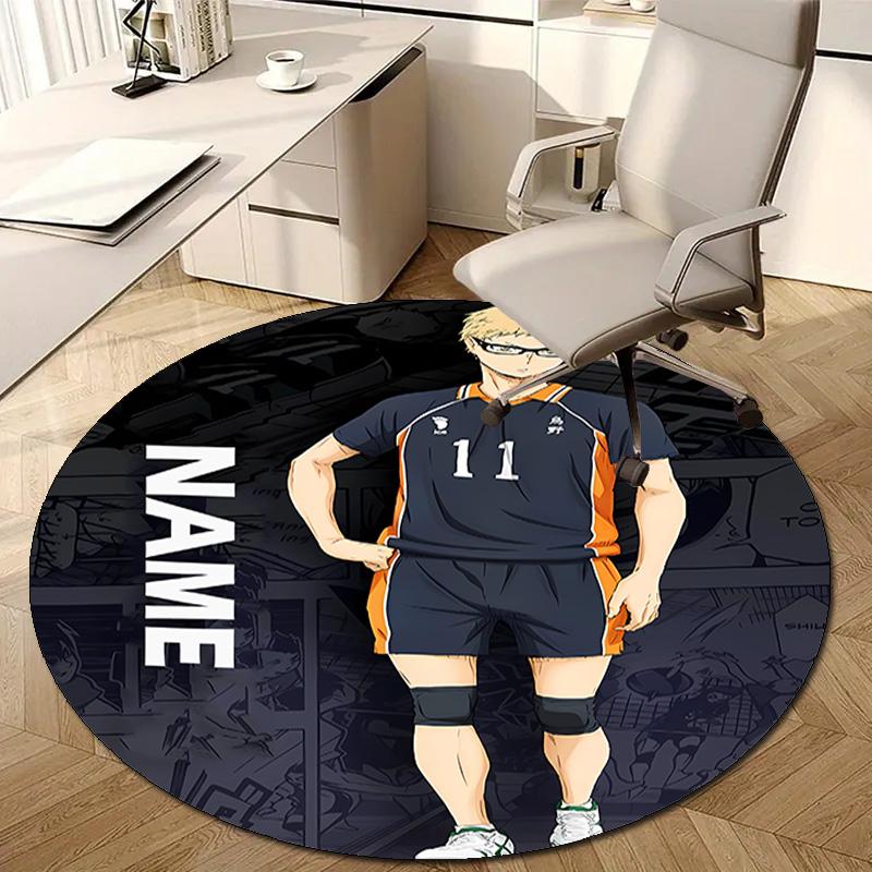 Personalized Haikyuu Round Chair Office Rug - Perfect for Mat, Office Chair & More - Ideal Gift for Birthdays and Holidays