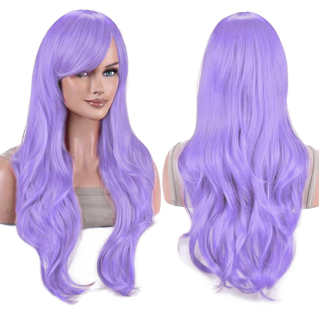 Parrucche Colorate Sintetiche Ondulate per Cosplay Lunghe 70cm con Frangia Parrucca Costume per Donne