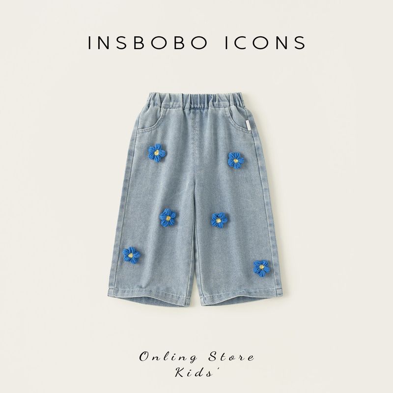 Pants Summer Baby Girl Jeans Thin Style Little Girl Summer Clothes Fashionable Children s Mosquito-Proof Pants Summer Children s Clothing Trendy Cowboy Blue 100