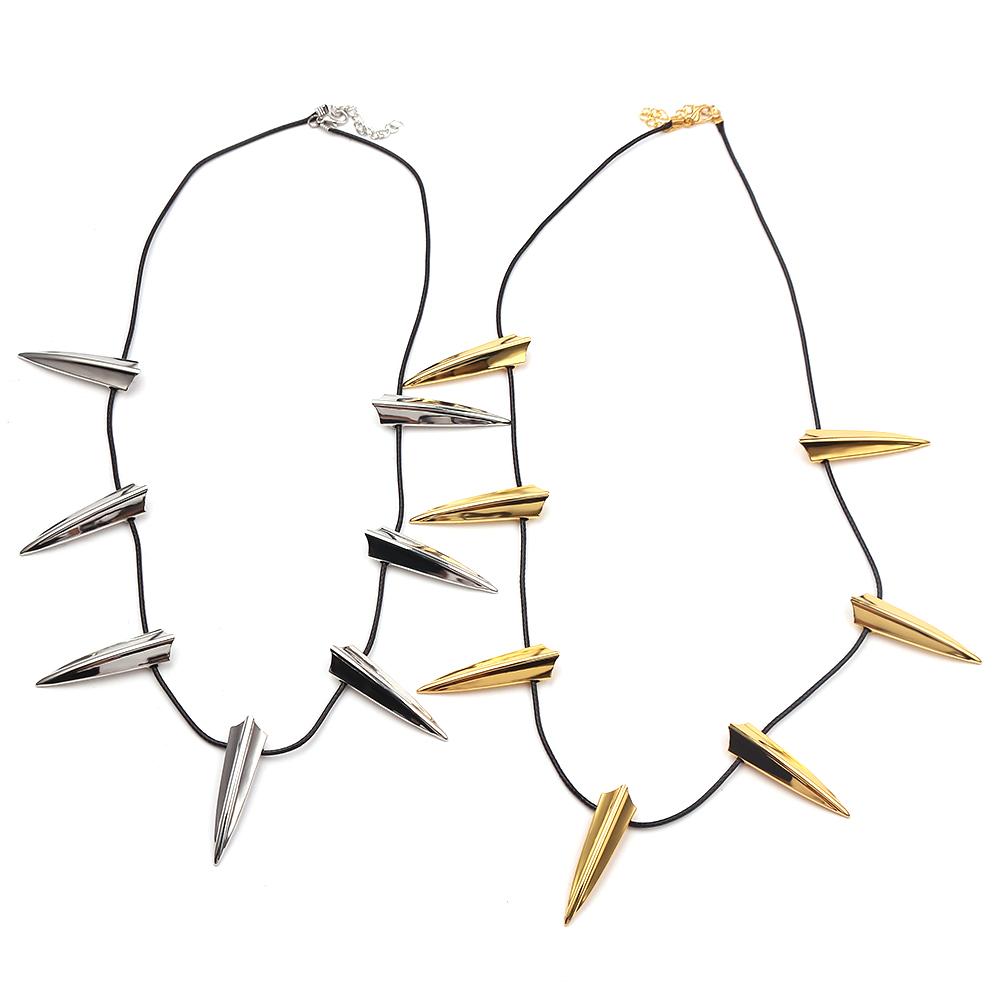 European and American Movie Merchandise Superhero Black Panther Alloy Gold-Plated COS Pendant Choker Leather Cord Necklace