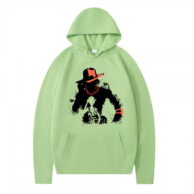 One Piece Anime Character Print Hoodie Loose Fit Casual Sweatshirt Couples Teens