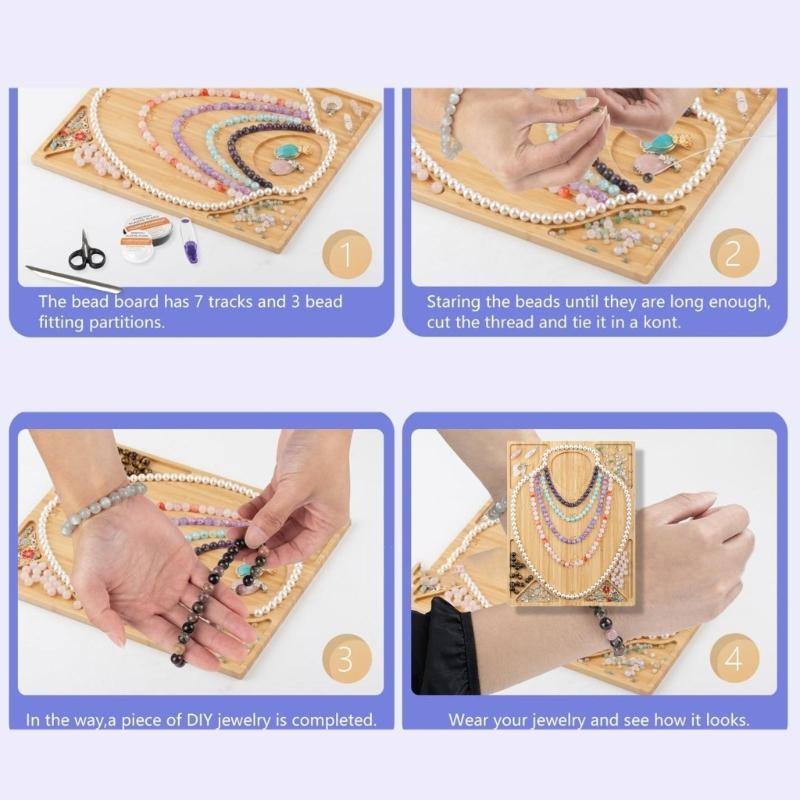 Wood Bead Designs Board Jewelry Crafting Tool Jewelry Beading Tray for Necklace Bracelet Jewelry Making for Enthusiasts