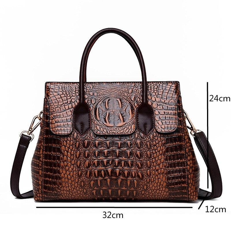 Johnature Módní aligátor Dámská taška Luxusní kabelka Velkokapacitní Měkké Kožené Tašky přes rameno Dámské Tote