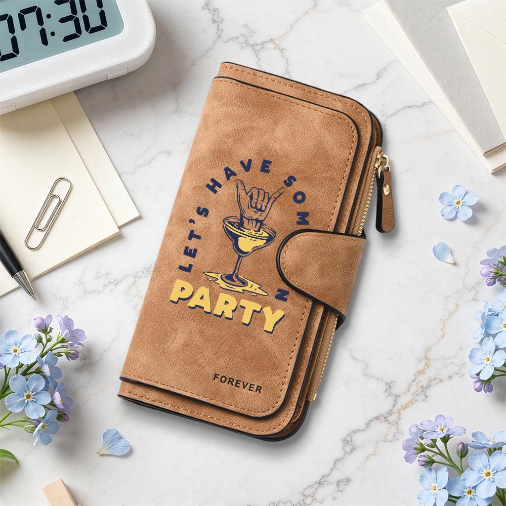 Stylish Printed Long Wallet Casual Durable Daily Use Card Holder Fashion PU Leather Party Purse for Women 