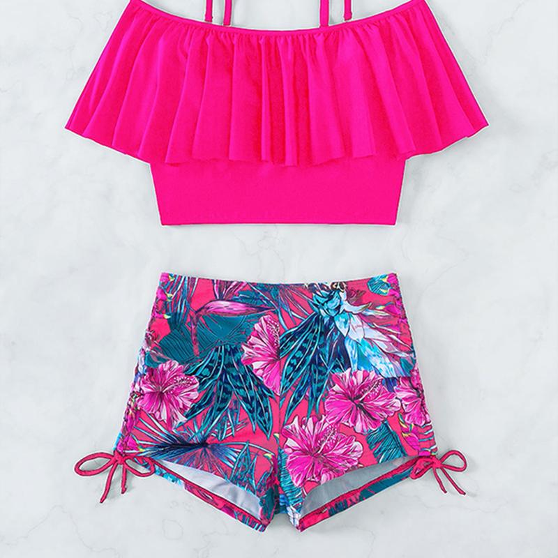 Two Piece Bikini Swimsuit Women High Waist Swimwear Push Up Vintage Biquini Bathing Suit Beachwear Female Bikinis Set