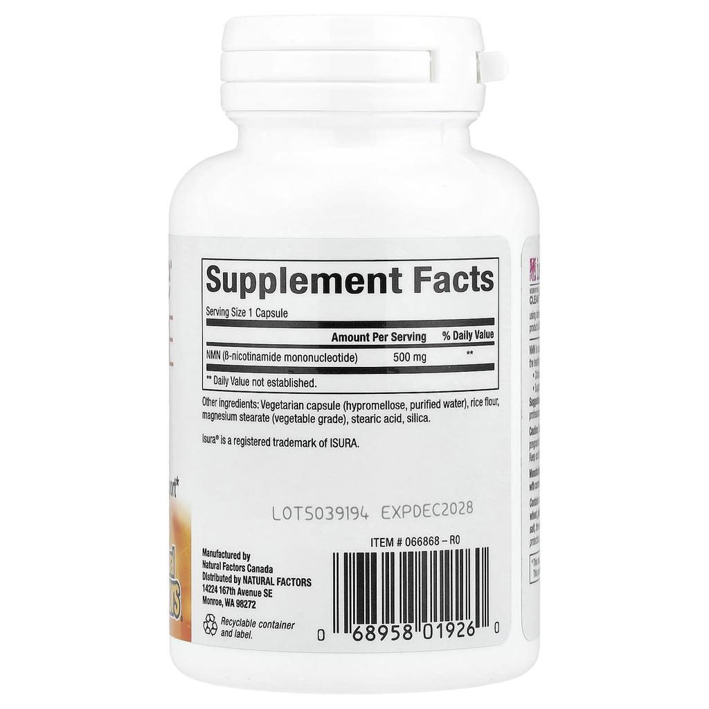 Regenerlife®, Nmn Serge, Extra Strength, 500Mg, 30 Veggie Caps