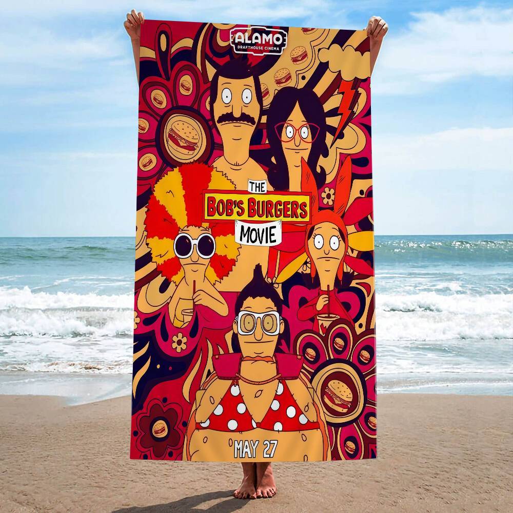 Asciugamano da Spiaggia Bobs B-Burgers Anime Morbido Assorbente Lavetta Regali per Bambini Viaggio Campeggio Palestra