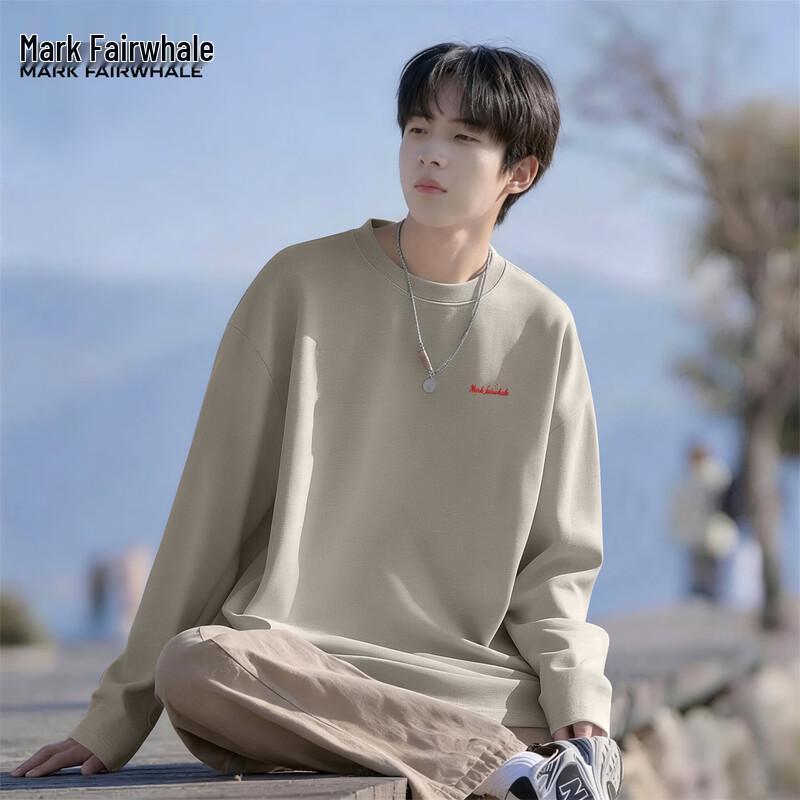 Mark Fairwhale Men's Loose Fit 100% Cotton Long-Sleeve T-Shirt
