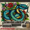 Stained Glass Style Snake Tapestry Colorful Floral Snake Wall Hanging Boho Aesthetic Room Decor 180x350cm