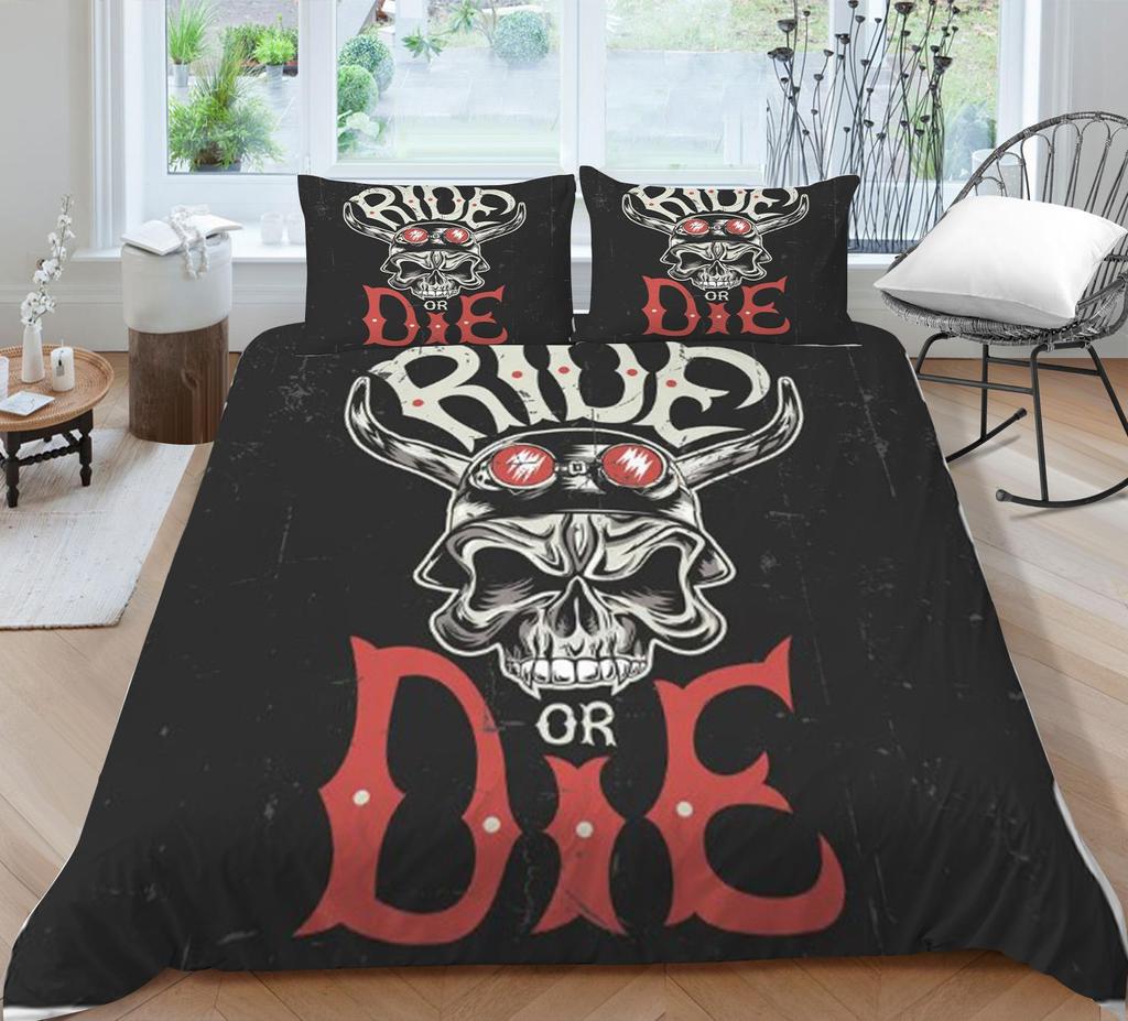 Luxury Quilt Cover Woman Man Use 3D Skull Style Bed Sets Microfiber Double Queen King Size Covers Set Home Textiles