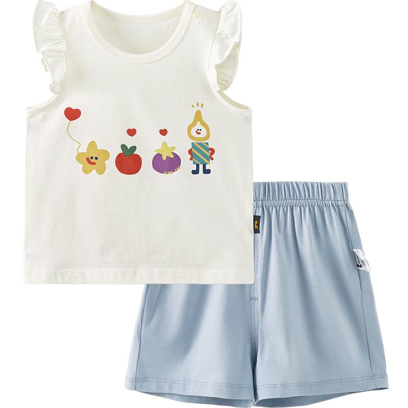 TONGTAI Baby Girl Summer Sleeveless Top & Shorts Set 100cm