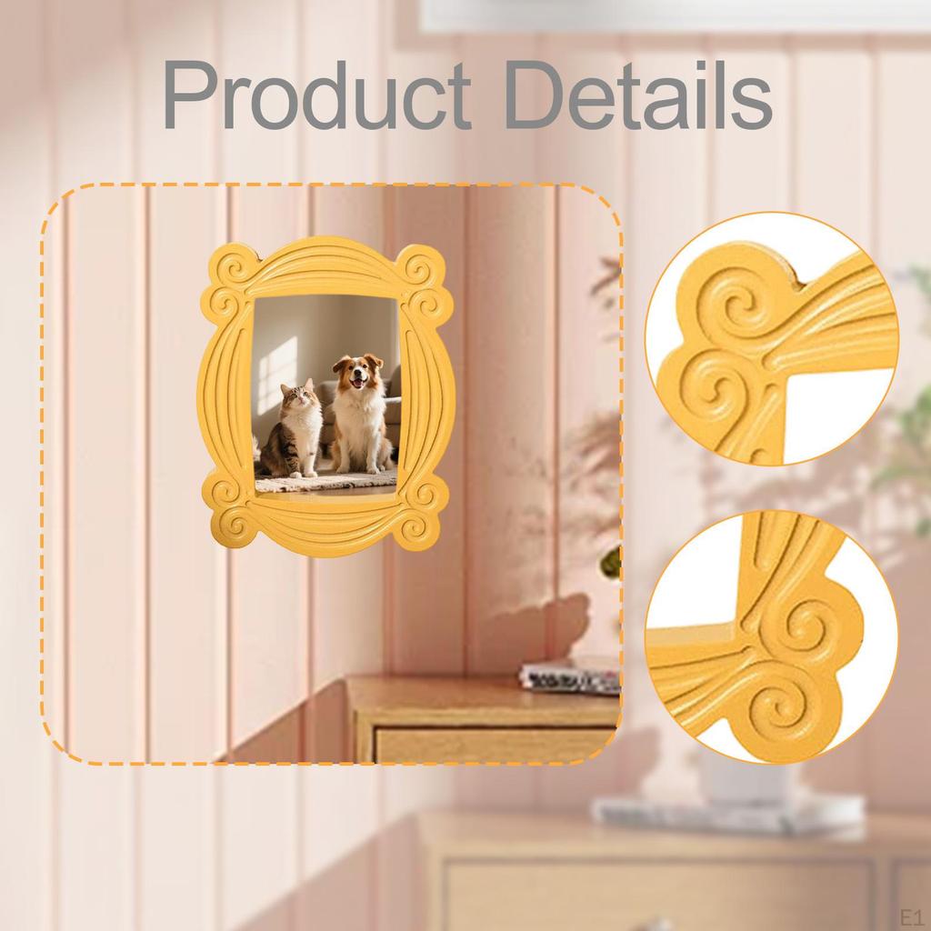 Peephole Frame Wooden Craft Decorative Yellow Classic Door Decor Picture for Home Bedroom