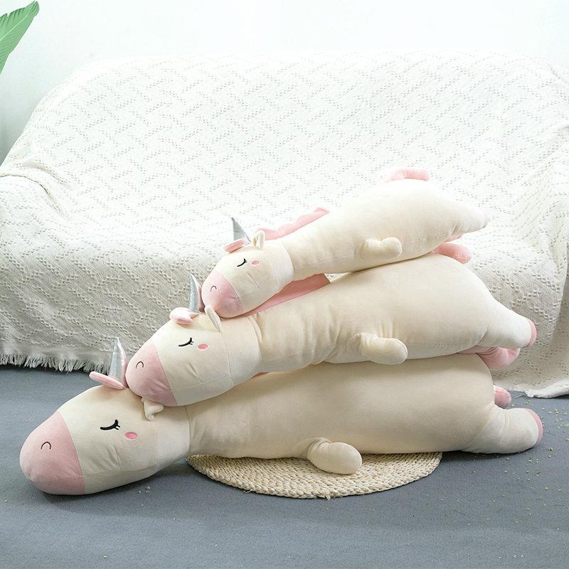 Giant Soft Toy Unicorn Stuffed Silver Horn Unicorn High Quality Sleeping Pillow Animal Bed Decor Cushion Throw Pillow