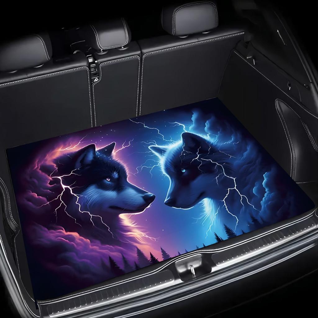 1Pcs Thunder & Wolf Car Trunk Mat with Anti Slip Cargo Liner Waterproof Rear Storage Protector Floor Mat for SUV Sedan Vehicle I