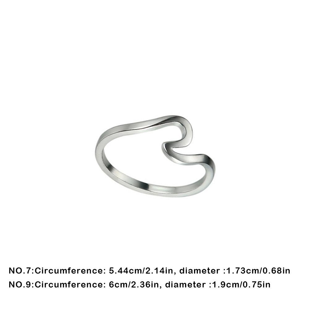 Women Ring Waved Silver Simple Trendy Rings Decorations Girlfriend Girls Lady Jewelry for Dating Ornament Jewelries