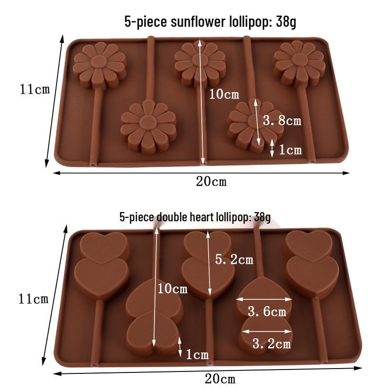 Silicone Heart & Flower Chocolate Lollipop Mold for DIY Baking & Cake Decoration