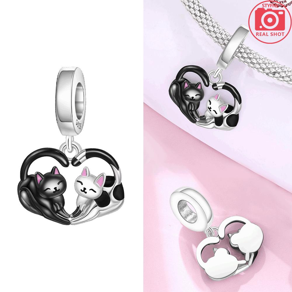 Exquisite Original Couple Boy Girl Symbols Bear Love Pink Heart Cat Charms Copper Beads Fit Bracelet Jewelry Gift Women Diy