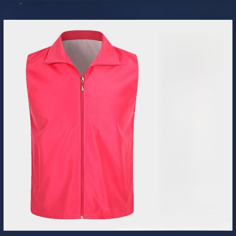 Lapel Sleeveless Pockets Zipper Placket Mesh Lining Outdoor Vest Volunteer Bright Color Slim Fit Work Waistcoat