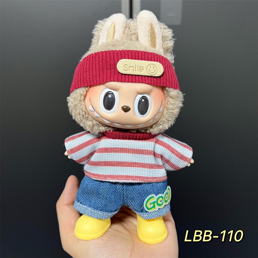 Can Wear Baby Clothes, Enamel Labubu 17cm Dolls Cute Dress-up Casual Suits Skirts Plush Clothes