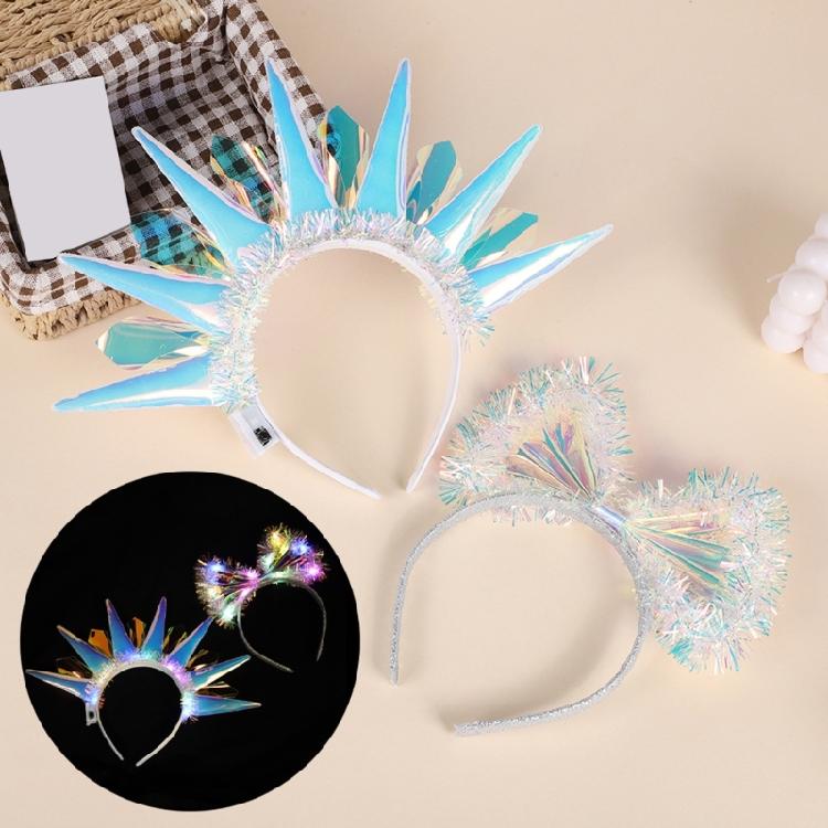 Glowing Headband for Women PVC LaserColor Hairhoop Halloween Party Headwear