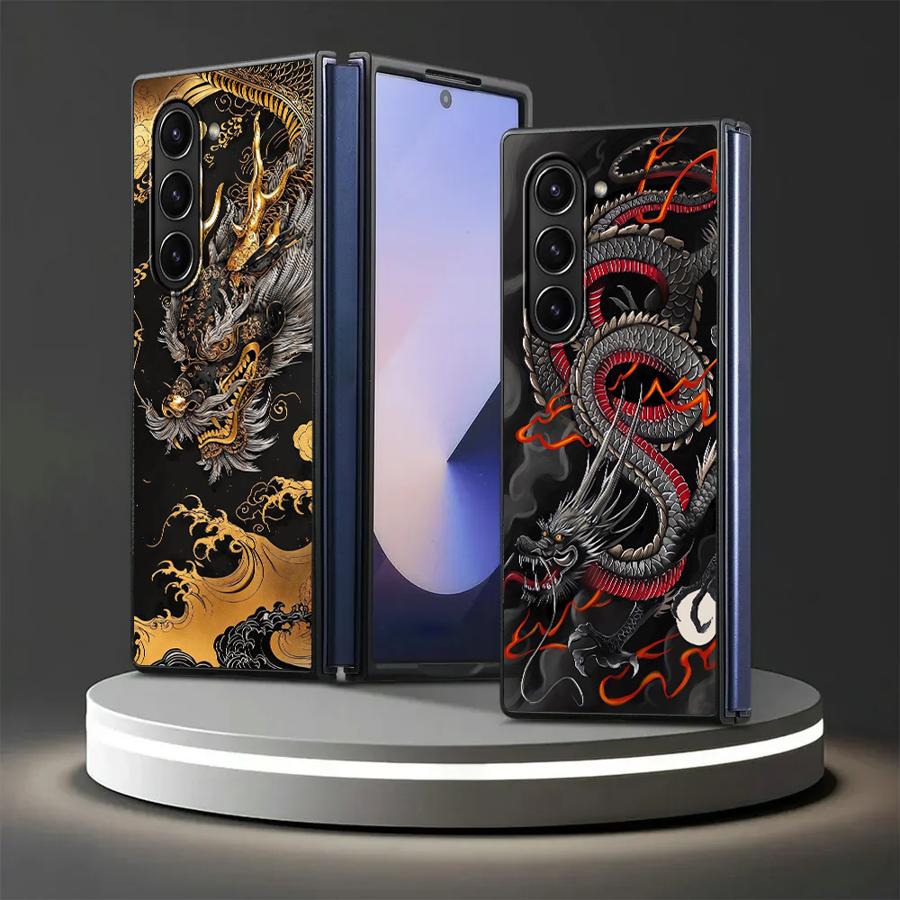 Dragon Pattern Case for Samsung Galaxy ZFold3 Z Fold 7 6 5 4 3 ZFold7 ZFold4 ZFold6 ZFold5 Back Phone Cover