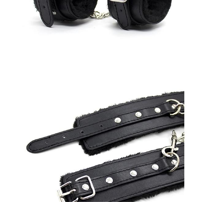 Handcuffs Sexy Metal Adjustable PU Leather Plush Restraints Slave Erotic Wives Cuff Sex Toys for Couples Adult Games