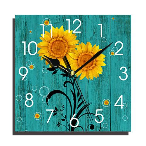 24 Cm Fashion Originality Wooden Square Wall-mounted Clock Quiet Desk Clock for Kitchen Office Living Room Study Dining Room