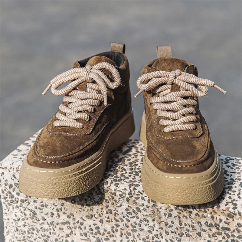 Genuine Leather Men Shoes New Design Versatile Casual Shoes Lightweight Walking Sneakers Breathable Ankle Boots Outdoor Sneakers