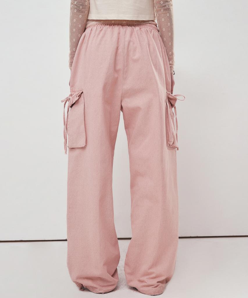 Nigaennikol Vintage Cargo String Wide Pants_Pink