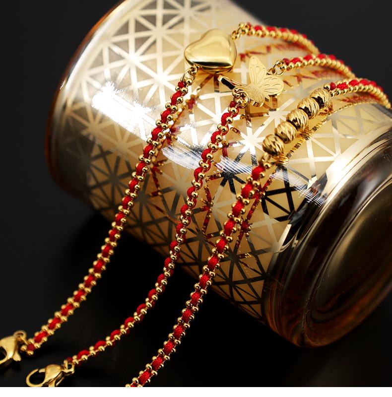 Pulsera Roja de Año Nuevo Tejida a Mano para Mujer con Cuentas Doradas - Regalo Tai Sui
