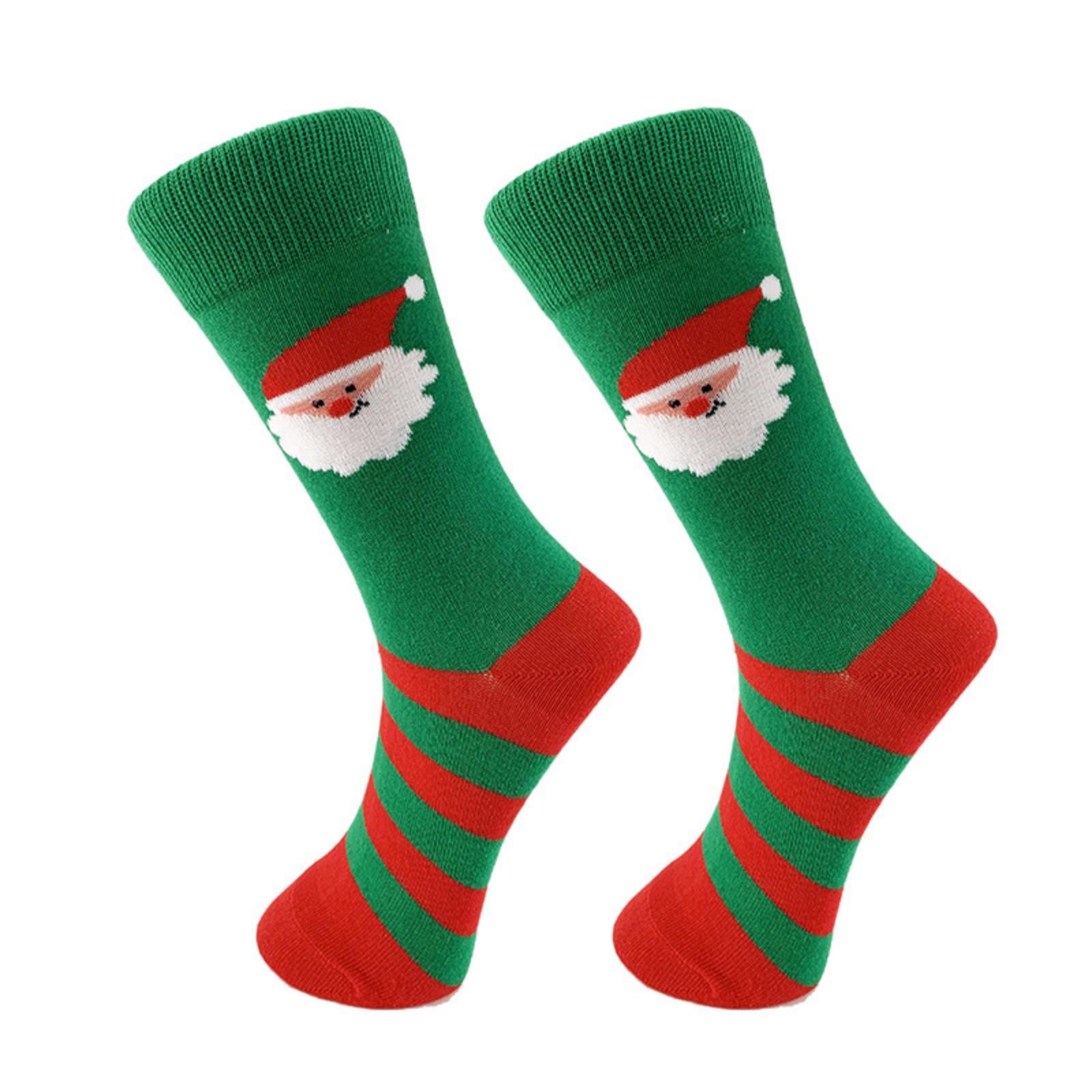 

Mid-calf Cotton Socks With Christmas Elk And Snowman Patterns One Size
