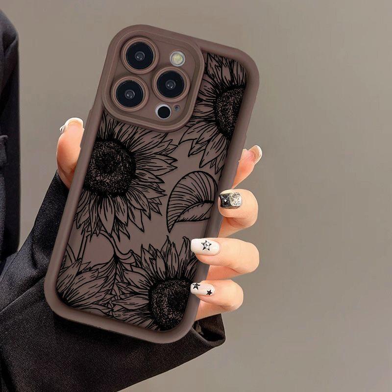 Line Sunflower for iPhone17 ProMax Phone Case 17 Apple 14 Scrub 16/15 Premium Ins