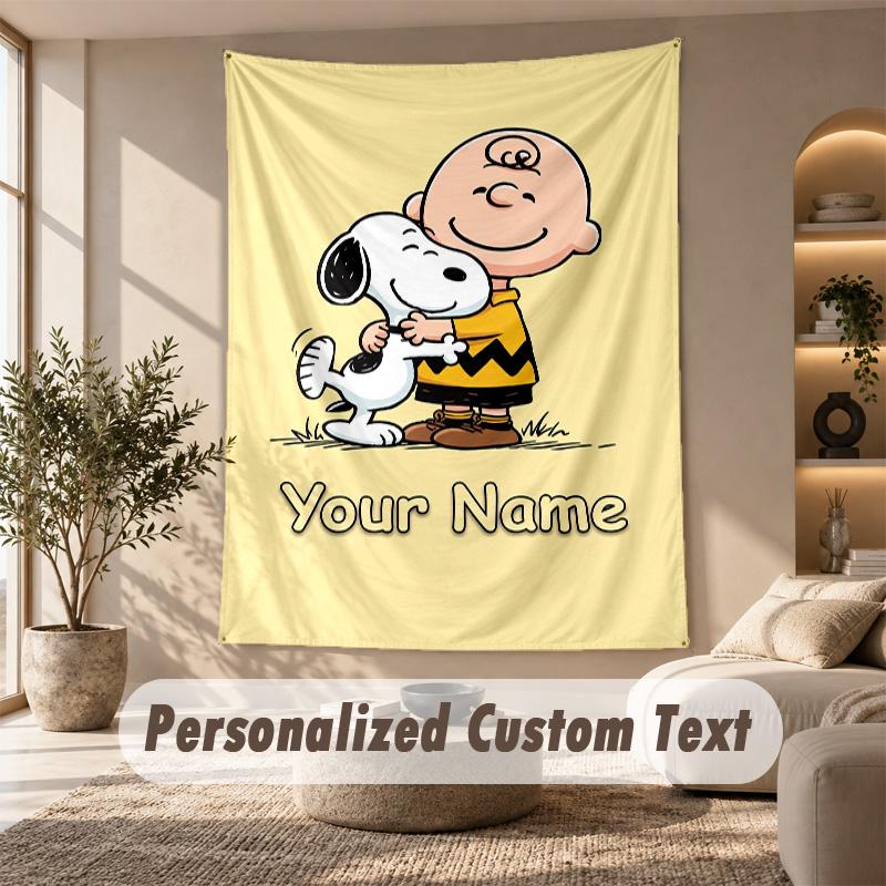 Tapestry Custom Name Text, Wall Hanging Tapestry Home Room DecorSnoopy Peanuts