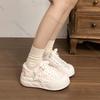 Fashion Comemore Thick Bottom Padded Cotton Shoes Women's Autumn Winter Casual Round Toe Lace Up Board Shoes Female White Plush Sneakers