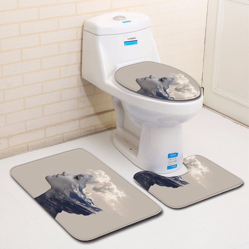 3D Personalized Bathroom Toilet Three-Piece Floor Mat Doormat Bathroom Carpet