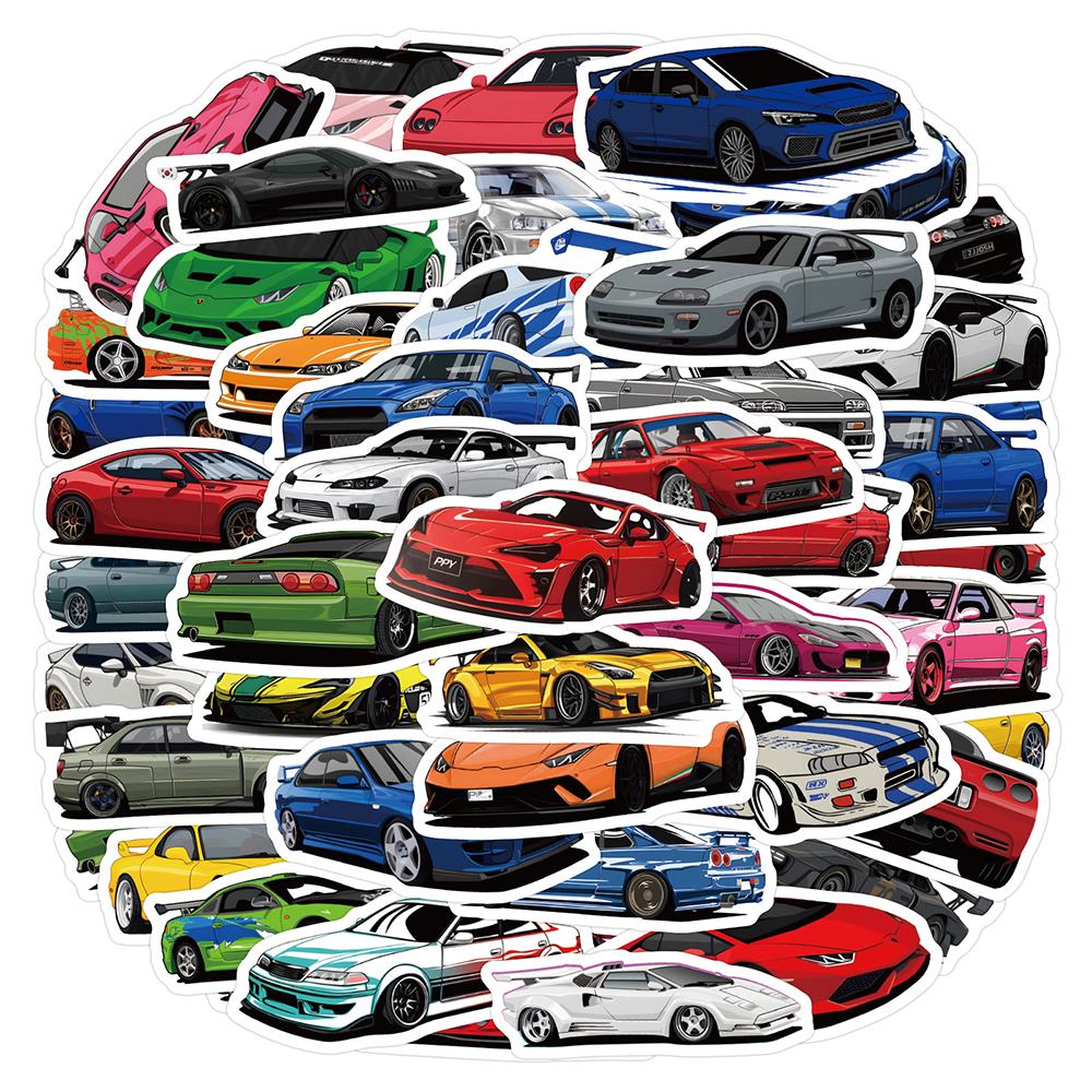 10/30/60pcs Retrofit Racing Car Graffiti Stickers Waterproof Decals DIY Luggage Scrapbook Suitcase Cool Cartoon Sticker Pack