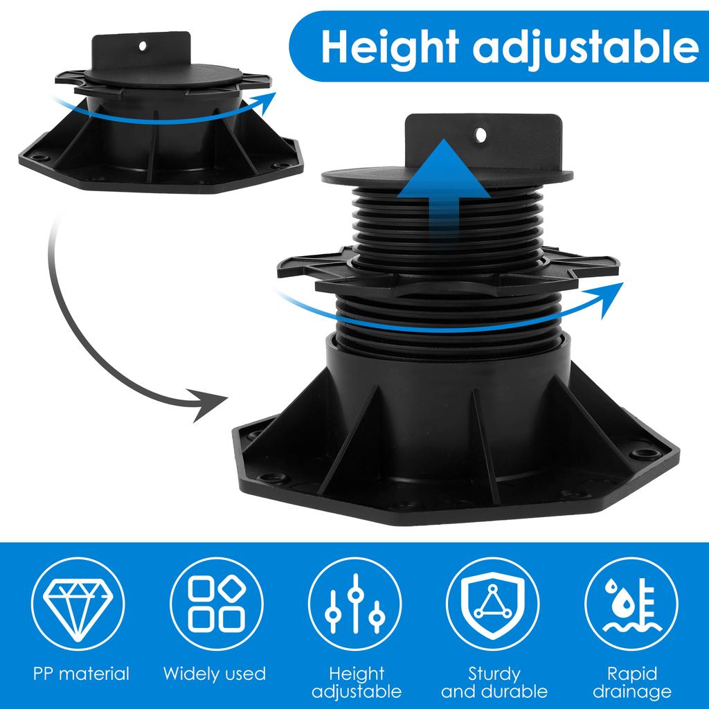 5Pcs Deck Support Base Height Adjustable Plastic Deck Lift Support Base Solid Floor Support Lift Bearing Set for Wood WPC Metal