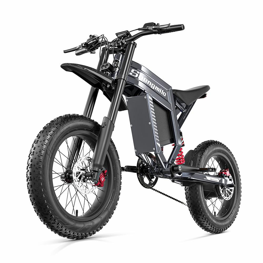 Electric Bicycle All Terrain Shengmilo S900 20" 1500W Motor Full Suspension Ebike For Adult 7 Speed Top Speed 65Km Max Load 150Kg Grey