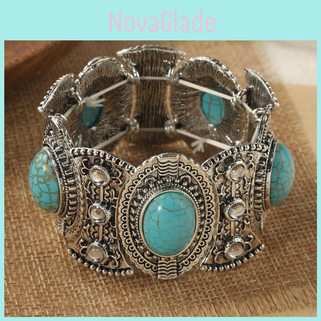 Bohemian Turquoise Bracelets Jewelry With Geometric Pattern For Women