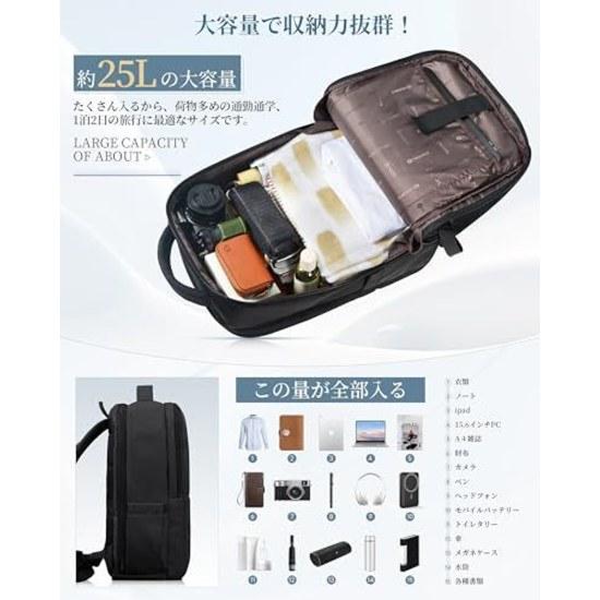 Modiko Business Backpack Mens Large Capacity Waterproof Water-Resistant Rucksack 15.6 Inch PC Computer Lightweight A4 Storage Durable Commuting Job