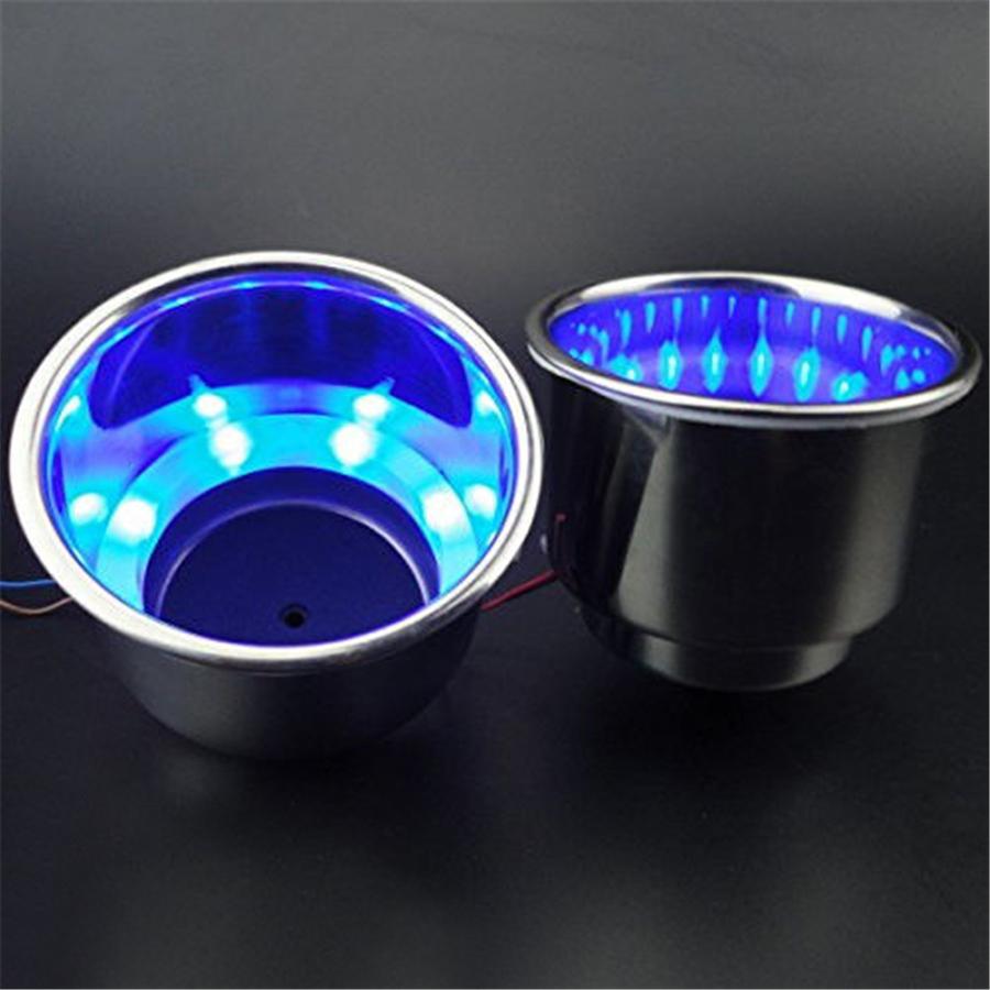 4Pcs Car Boat Marine Blue LED Light Showing SS Cup Bottle Holder Mount US Stock