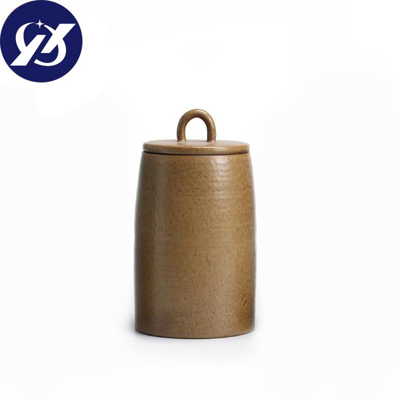 Caddy de té sellado de cerámica japonesa, cerámica gruesa, tarro de especias Vintage grande, contenedor de alimentos